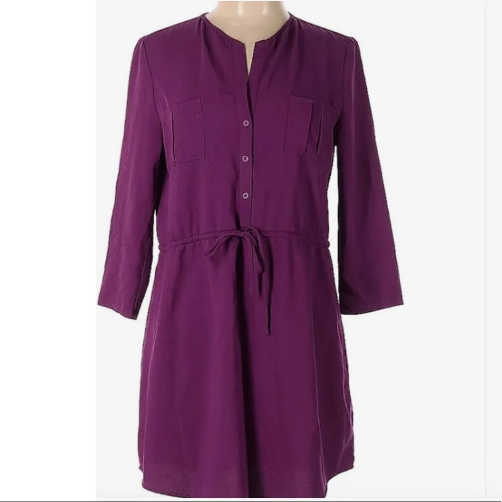 Jack by BB Dakota! Purple Button Down Tie Dress NWT! - Picture 3 of 7